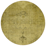 8' Gold Brown And Wheat Round Oriental Washable Indoor Outdoor Area Rug