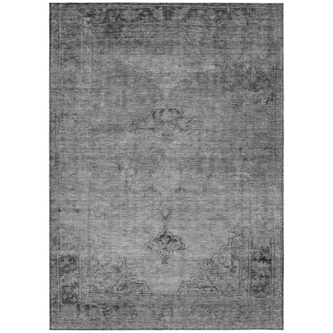 3' X 5' Gray Silver And Charcoal Oriental Washable Indoor Outdoor Area Rug