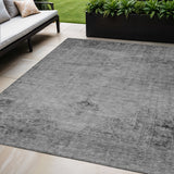 5' X 8' Gray Silver And Charcoal Oriental Washable Indoor Outdoor Area Rug