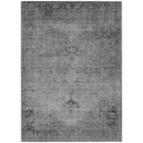 5' X 8' Gray Silver And Charcoal Oriental Washable Indoor Outdoor Area Rug