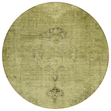 8' Khaki Brown And Taupe Round Oriental Washable Indoor Outdoor Area Rug