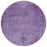 8' Purple Eggplant And Lavender Round Oriental Washable Indoor Outdoor Area Rug