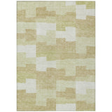 3' X 5' Beige Ivory And Brown Geometric Washable Indoor Outdoor Area Rug
