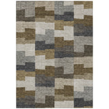 8' X 10' Brown Beige And Ivory Geometric Washable Indoor Outdoor Area Rug