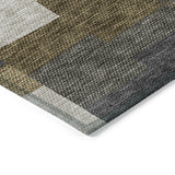 8' X 10' Brown Beige And Ivory Geometric Washable Indoor Outdoor Area Rug