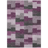 5' X 8' Merlot Mauve And Charcoal Geometric Washable Indoor Outdoor Area Rug