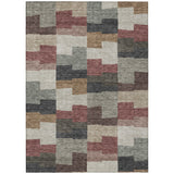 3' X 5' Orange Copper And Charcoal Geometric Washable Indoor Outdoor Area Rug