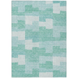 3' X 5' Teal Blue And Aqua Geometric Washable Indoor Outdoor Area Rug