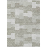 3' X 5' Taupe Brown And Beige Geometric Washable Indoor Outdoor Area Rug