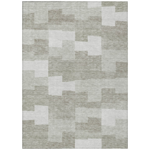 3' X 5' Taupe Brown And Beige Geometric Washable Indoor Outdoor Area Rug
