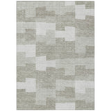 5' X 8' Taupe Brown And Beige Geometric Washable Indoor Outdoor Area Rug