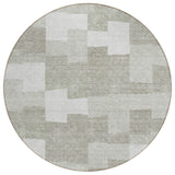 8' Taupe Brown And Beige Round Geometric Washable Indoor Outdoor Area Rug