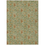 5' X 8' Green Copper And Sage Floral Washable Indoor Outdoor Area Rug
