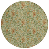8' Green Copper And Sage Round Floral Washable Indoor Outdoor Area Rug