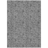 8' X 10' Gray Silver And Charcoal Floral Washable Indoor Outdoor Area Rug