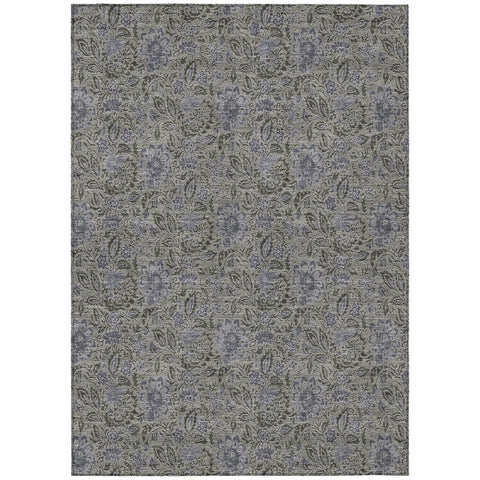 3' X 5' Khaki Taupe And Gray Floral Washable Indoor Outdoor Area Rug