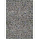 5' X 8' Khaki Taupe And Gray Floral Washable Indoor Outdoor Area Rug