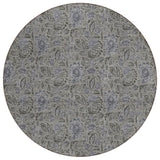 8' Khaki Taupe And Gray Round Floral Washable Indoor Outdoor Area Rug