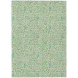 5' X 8' Sage And Artichoke Green Floral Washable Indoor Outdoor Area Rug