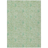 8' X 10' Sage And Artichoke Green Floral Washable Indoor Outdoor Area Rug