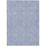 5' X 8' Sky Blue And Purple Floral Washable Indoor Outdoor Area Rug