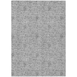 3' X 5' Silver Gray And Charcoal Floral Washable Indoor Outdoor Area Rug