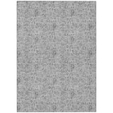 5' X 8' Silver Gray And Charcoal Floral Washable Indoor Outdoor Area Rug