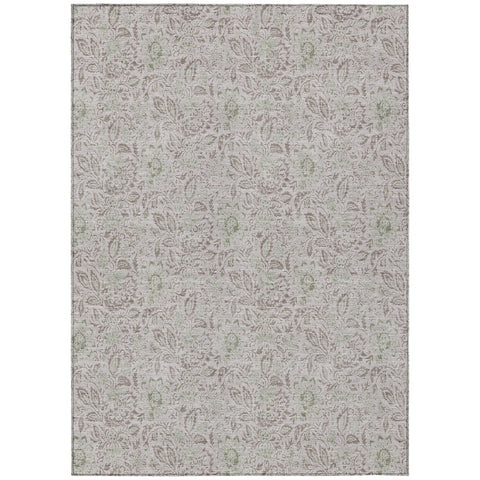 3' X 5' Taupe Beige And Brown Floral Washable Indoor Outdoor Area Rug