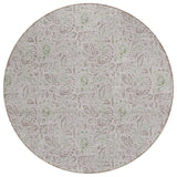 8' Taupe Beige And Brown Round Floral Washable Indoor Outdoor Area Rug