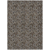 3' X 5' Chocolate And Charcoal Floral Washable Indoor Outdoor Area Rug