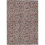 5' X 8' Copper Gray And Silver Floral Washable Indoor Outdoor Area Rug