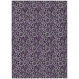 3' X 5' Eggplant Purple And Lilac Floral Washable Indoor Outdoor Area Rug