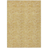 8' X 10' Gold And Wheat Floral Washable Indoor Outdoor Area Rug