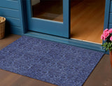 3' X 5' Navy Blue And Charcoal Floral Washable Indoor Outdoor Area Rug