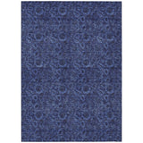 3' X 5' Navy Blue And Charcoal Floral Washable Indoor Outdoor Area Rug