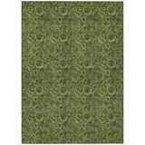 8' X 10' Olive Green And Fern Green Floral Washable Indoor Outdoor Area Rug
