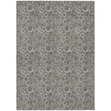 5' X 8' Taupe Brown And Beige Floral Washable Indoor Outdoor Area Rug
