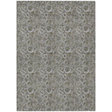 8' X 10' Taupe Brown And Beige Floral Washable Indoor Outdoor Area Rug