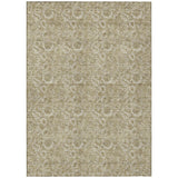 8' X 10' Beige Taupe And Brown Floral Washable Indoor Outdoor Area Rug