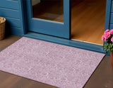 3' X 5' Blush Mauve And Pink Floral Washable Indoor Outdoor Area Rug