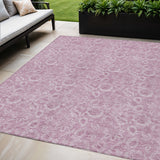 5' X 8' Blush Mauve And Pink Floral Washable Indoor Outdoor Area Rug