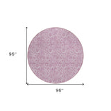 8' Blush Mauve And Pink Round Floral Washable Indoor Outdoor Area Rug