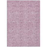 8' X 10' Blush Mauve And Pink Floral Washable Indoor Outdoor Area Rug