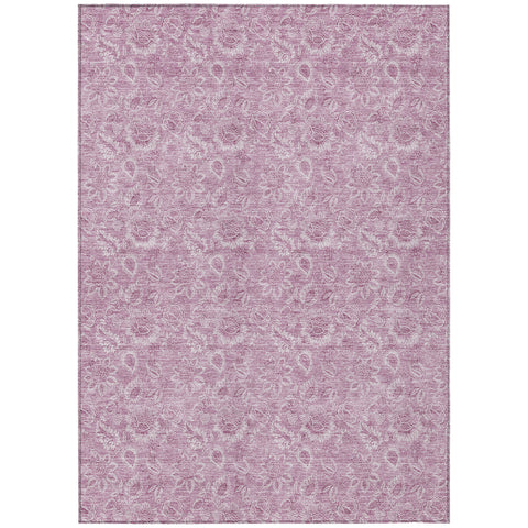 8' X 10' Blush Mauve And Pink Floral Washable Indoor Outdoor Area Rug
