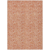 3' X 5' Salmon And Copper Floral Washable Indoor Outdoor Area Rug