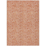 5' X 8' Salmon And Copper Floral Washable Indoor Outdoor Area Rug