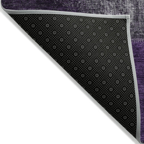 8' X 10' Eggplant Purple And Lilac Patchwork Washable Indoor Outdoor Area Rug