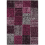 8' X 10' Merlot Burgundy And Gray Patchwork Washable Indoor Outdoor Area Rug