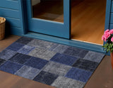 3' X 5' Navy Blue And Denim Blue Patchwork Washable Indoor Outdoor Area Rug