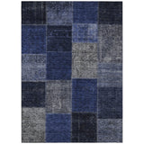 5' X 8' Navy Blue And Denim Blue Patchwork Washable Indoor Outdoor Area Rug